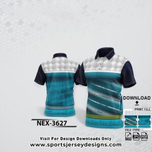 NEX-3627-BLUE,NAVY BLUE AND WHITE SPORTSWEAR SUBLIMATION JERSEY DESIGN