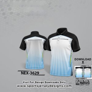 NEX-3629-WHITE,BLUE AND BLACK SPORTSWEAR SUBLIMATION JERSEY DESIGN