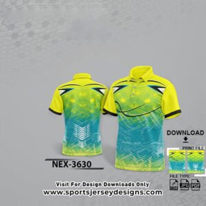 NEX-3630-2 - LEMON YELLOW AND BLUE SPORTSWEAR SUBLIMATION JERSEY DESIGN