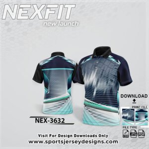 NEX-3632-WHITE AND NAVY BLUE SPORTSWEAR SUBLIMATION JERSEY DESIGN