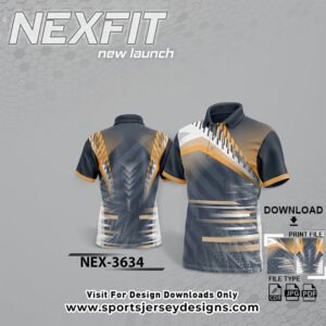 NEX-3634-YELLOW,BLACK AND WHITE SPORTSWEAR SUBLIMATION JERSEY DESIGN