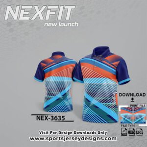 NEX-3635-ORANGE,BLUE AND WHITE SPORTSWEAR SUBLIMATION JERSEY DESIGN