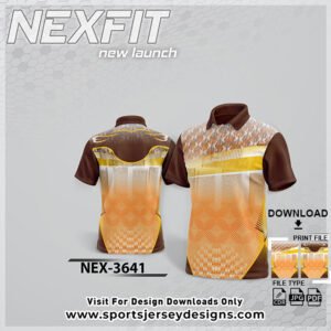 NEX-3641-BROWN,ORANGE,YELLOW AND WHITE SPORTSWEAR SUBLIMATION JERSEY DESIGN