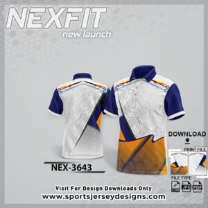 NEX-3643-ROYAL BLUE ,YELLOW AND WHITE SPORTSWEAR SUBLIMATION JERSEY DESIGN
