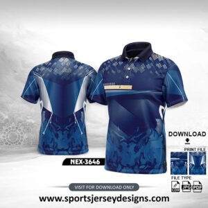 NEX-3646-NAVY BLUE AND WHITE SPORTSWEAR SUBLIMATION JERSEY DESIGN