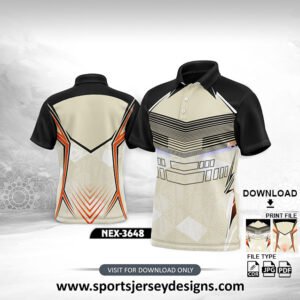 NEX-3648-CREAM WHITE,ORANGE AND BLACK SPORTSWEAR SUBLIMATION JERSEY DESIGN