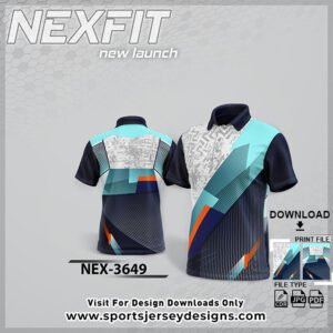 NEX-3649-BLUE,ORANGE AND WHITE SPORTSWEAR SUBLIMATION JERSEY DESIGN