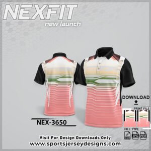 NEX-3650-PINK,WHITE AND BLACK SPORTSWEAR SUBLIMATION JERSEY DESIGN