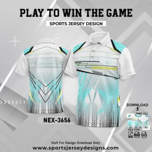 NEX-3656-FIROZI BLUE AND WHITE SPORTSWEAR SUBLIMATION JERSEY DESIGN