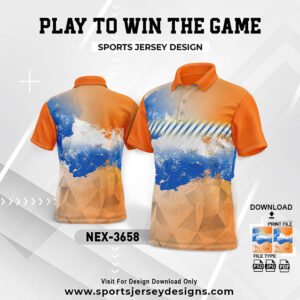NEX-3658-ORANGE,BLUE AND WHITE SPORTSWEAR SUBLIMATION JERSEY DESIGN