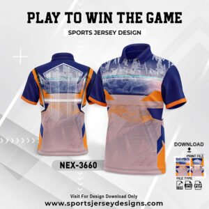 NEX-3660-NAVY BLUE AND ORANGE SPORTSWEAR SUBLIMATION JERSEY DESIGN
