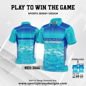 NEX-3664-FIROZI BLUE AND WHITE SPORTSWEAR SUBLIMATION JERSEY DESIGN