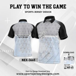 NEX-3665-GREY ,WHITE AND BLACK SPORTSWEAR SUBLIMATION JERSEY DESIGN
