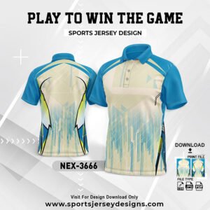 NEX-3666-BLUE AND WHITE SPORTSWEAR SUBLIMATION JERSEY DESIGN
