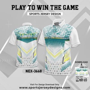 NEX-3668- WHITE , MINT GREEN AND YELLOW SPORTSWEAR SUBLIMATION JERSEY DESIGN