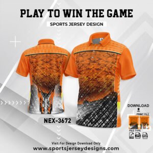 NEX-3672-ORANGE,WHITE AND BLACK SPORTSWEAR SUBLIMATION JERSEY DESIGN