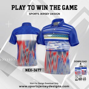 NEX-3677-RED,BLUE AND WHITE SPORTSWEAR SUBLIMATION JERSEY DESIGN