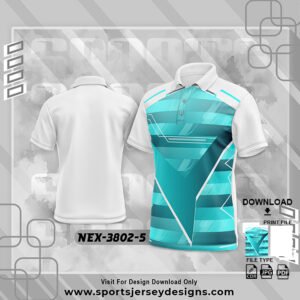 NEX-3802-5-FIROZI BLUE AND WHITE SPORTSWEAR SUBLIMATION JERSEY DESIGN
