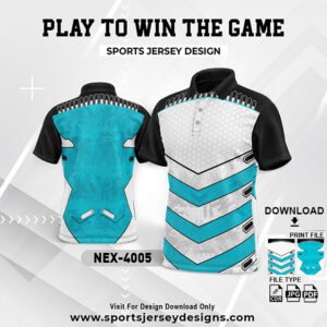 NEX-4005 - BLUE  AND WHITE SPORTSWEAR SUBLIMATION JERSEY DESIGN