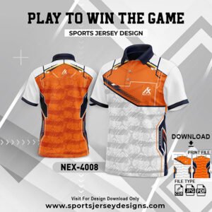 NEX-4008 - ORANGE AND WHITE SPORTSWEAR SUBLIMATION JERSEY DESIGN