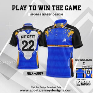 NEX-4009 - BLUE,YELLOW AND WHITE SPORTSWEAR SUBLIMATION JERSEY DESIGN
