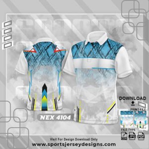 NEX-4104-FIROZI BLUE AND WHITE SPORTSWEAR SUBLIMATION JERSEY DESIGN