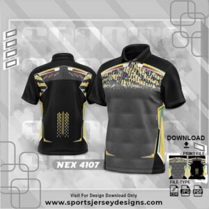 NEX-4107- GREY,GOLD YELLOW AND BLACK SPORTSWEAR SUBLIMATION JERSEY DESIGN