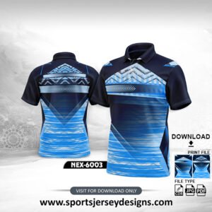 NEX-6003 - GRADIENT NAVY BLUE , WHITE AND BLUE SPORTSWEAR SUBLIMATION JERSEY DESIGN