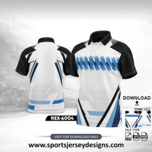 NEX-6004 - WHITE AND BLUE SPORTSWEAR SUBLIMATION JERSEY DESIGN