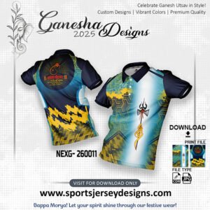 NEXG-260011-YELLOW,BLUE AND WHITE GANESHA FESTIVAL JERSEY DESIGN