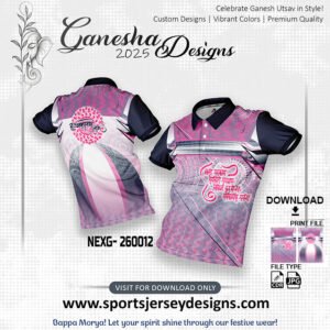 NEXG-260012-PINK,WHITE AND BLACK GANESHA FESTIVAL JERSEY DESIGN