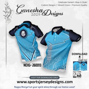 NEXG-260013-BLUE AND NAVY BLUE GANESHA FESTIVAL JERSEY DESIGN
