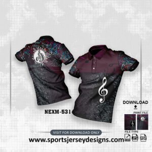NEXM-351-BLACK AND MARRON MUSICAL SUBLIMATION DESIGN
