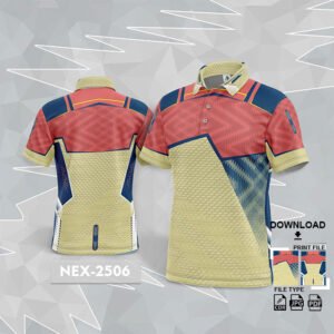 NEX-2506-PEACH,BLUE AND YELLOW SPORTSWEAR SUBLIMATION JERSEY DESIGN