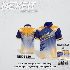 NEX-3620 - NAVY BLUE , YELLOW AND WHITE SPORTSWEAR SUBLIMATION JERSEY DESIGN