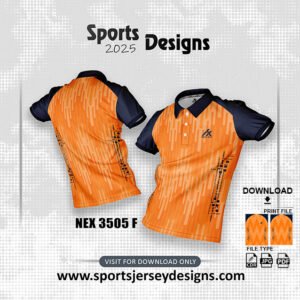 NEX-3505-F-ORANGE AND NAVY BLUE  SPORTS SUBLIMATION JERSEY DESIGN