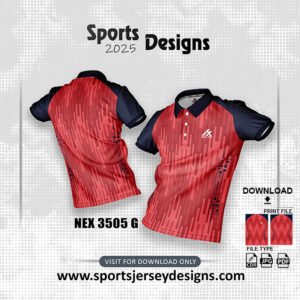 NEX-3505-G-RED AND NAVY BLUE  SPORTS SUBLIMATION JERSEY DESIGN