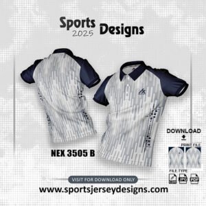 NEX-3505-B-GREY AND WHITE SPORTS SUBLIMATION JERSEY DESIGN