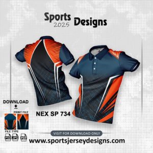 NEX-SP-734-AIRFORCE AND ORANGE SPORTSWEAR SUBLIMATION JERSEY DESIGN