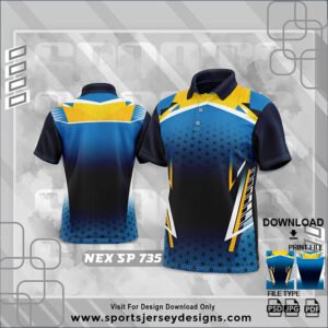 NEX-SP-735-BLUE AND YELLOW PATTERN SPORTSWEAR SUBLIMATION JERSEY DESIGN