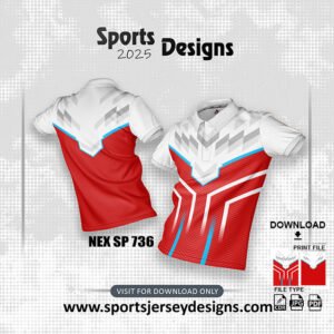 NEX-SP-736-RED AND WHITE SPORTSWEAR SUBLIMATION JERSEY DESIGN