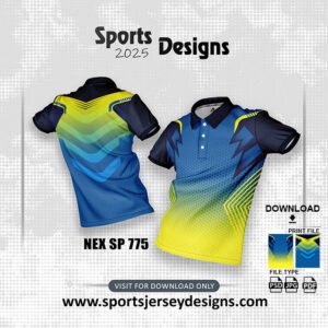 NEX-SP-775-BLUE AND GRADIENY YELLOW PATTERN SPORTS SUBLIMATION JERSEY DESIGN