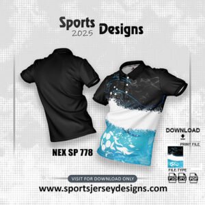 NEX-SP-778-BLACK,WHITE AND BLUE SPORTS SUBLIMATION JERSEY DESIGN
