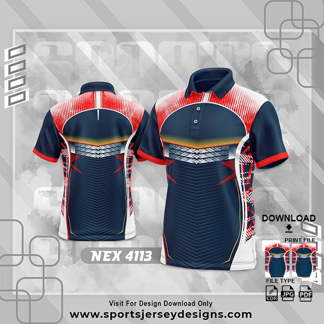 NEX-4113-RED AND WHITE SPORTSWEAR SUBLIMATION JERSEY DESIGN