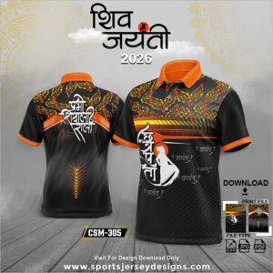 CSM-305-ORANGE AND BLACK CHHATRAPATI SHIVAJI MAHARAJ SUBLIMATION JERSEY DESIGN