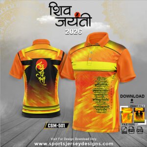 CSM-501-YELLOW,BLACK AND ORANGE CHHATRAPATI SHIVAJI MAHARAJ SUBLIMATION JERSEY DESIGN