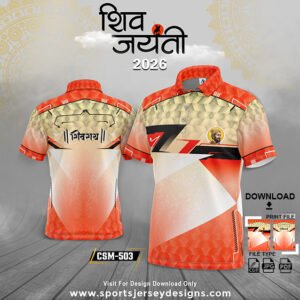 CSM-503-RED,WHITE AND YELLOW CHHATRAPATI SHIVAJI MAHARAJ SUBLIMATION JERSEY DESIGN