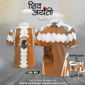CSM-504- ORANGE AND WHITE CHHATRAPATI SHIVAJI MAHARAJ SUBLIMATION JERSEY DESIGN