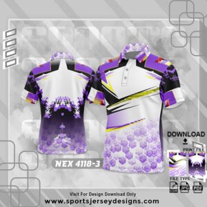 NEX-4118-3-WHITE AND PURPLE PATTERN SPORTSWEAR SUBLIMATION JERSEY DESIGN
