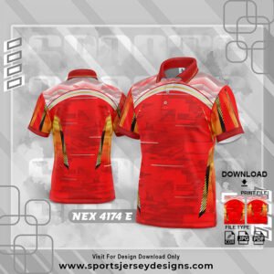 NEX-4174-E-RED AND GOLD PATTERN SPORTSWEAR SUBLIMATION JERSEY DESIGN